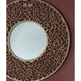 Montier Gold Metal Large Round Mirror - W 80cm x D 2cm x H 80cm - thumbnail 2