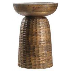 Wakefield Mango Wood and Hammered Brass Side Table - thumbnail 1
