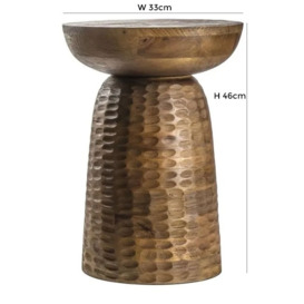 Wakefield Mango Wood and Hammered Brass Side Table - thumbnail 3