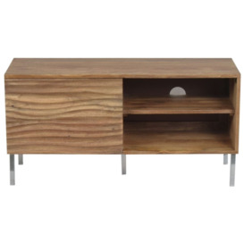 Clearance - Wave Mango Wood TV Unit, Natural Ripple Pattern 100cm Wide, Stand Upto 32in Plasma - 1 Door with 2 Shelf - thumbnail 3