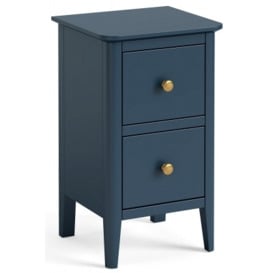 Harrogate Blue Narrow Bedside Cabinet - 35cm with 2 Drawers