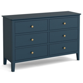 Harrogate Blue Wide Chest of Drawer with 6 Drawers