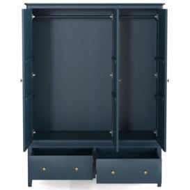 Capri Blue Triple Wardrobe with 3 Doors and 2 Bottom Storage Drawers - thumbnail 2