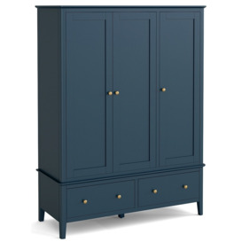 Harrogate Blue Triple Wardrobe with 3 Doors & 2 Bottom Storage Drawers