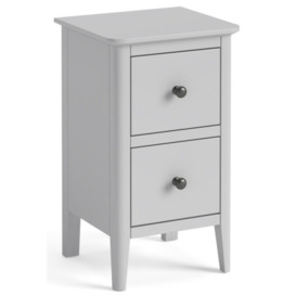 Capri Silver Grey Narrow Bedside Cabinet - 35cm with 2 Drawers