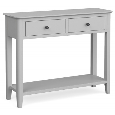 Capri Silver Grey Console Table, 2 Drawers for Narrow Hallway