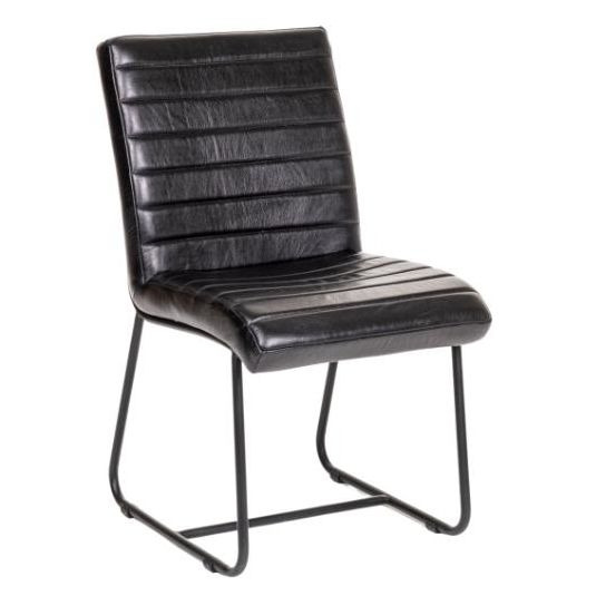 Cooper Black Dining Side Chair, Genuine Real Buffalo Leather - image 1