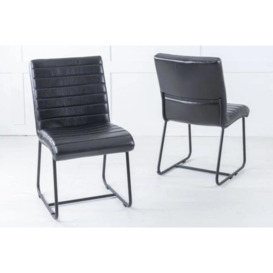 Cooper Black Dining Side Chair, Genuine Real Buffalo Leather - thumbnail 3