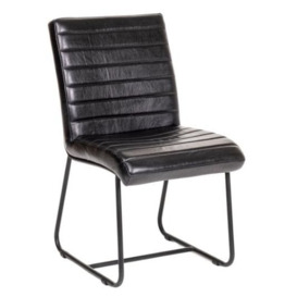 Cooper Black Dining Side Chair, Genuine Real Buffalo Leather - thumbnail 1