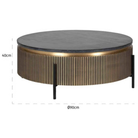 Ironville Gold Drum Round Coffee Table - thumbnail 3