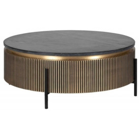 Ironville Gold Drum Round Coffee Table - thumbnail 1