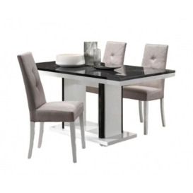 Enna Black and White Italian Dining Table and 4 Fabric Chair