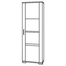 Dylan White and Concrete Grey 1 Right Door Glass Italian Cabinet with LED Light - thumbnail 2