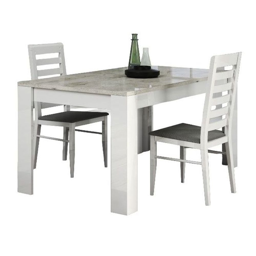 Messina White and Concrete Grey Italian Dining Table and 4 Chair - image 1