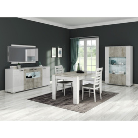 Messina White and Concrete Grey Italian Dining Table and 4 Chair - thumbnail 3