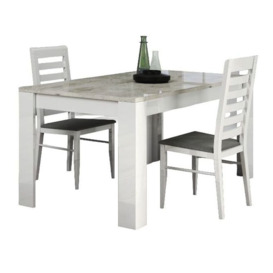 Messina White and Concrete Grey Italian Dining Table and 4 Chair - thumbnail 1