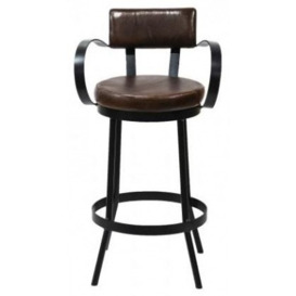 Gulmarg Padded Leather Bar Stool (Sold in Pairs) - thumbnail 1