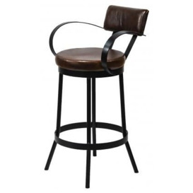 Gulmarg Padded Leather Bar Stool (Sold in Pairs) - thumbnail 2