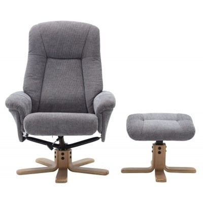GFA Hawaii Swivel Recliner Chair with Footstool - Lille Charcoal Fabric - image 1