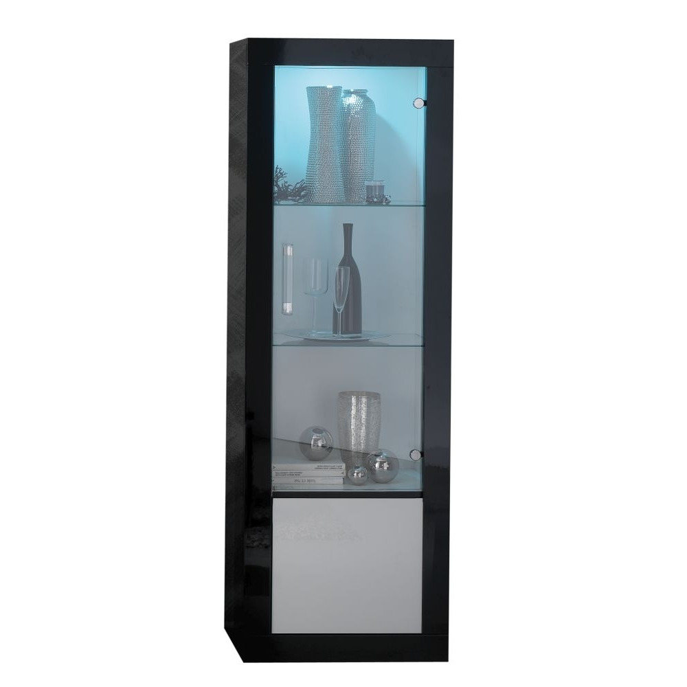 Polaris Black and White 1 Right Glass Door Italian Cabinet - image 1