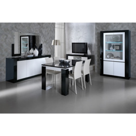 Polaris Black and White 2 Glass Door Italian Cabinet with LED Light - thumbnail 3