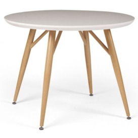 Portofino White and Oak Round Dining Table - 2 Seater