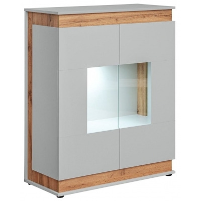 Buena Grey and Oak Display Cabinet - image 1