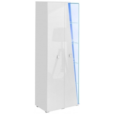 Logan White High Gloss Tall Display Cabinet with LED Light - image 1
