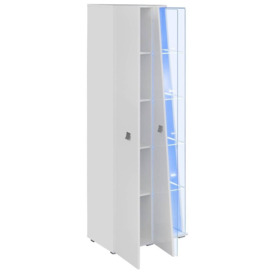 Logan White High Gloss Tall Display Cabinet with LED Light - thumbnail 3