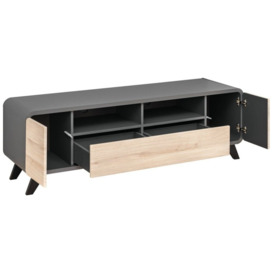 Round Oak and Anthracite Curved TV Unit - thumbnail 2
