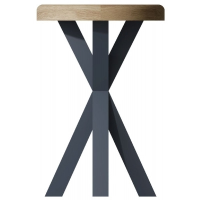 Ringwood Blue Painted Round Side Table - Oak Top - image 1