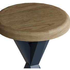 Ringwood Blue Painted Round Side Table - Oak Top - thumbnail 2