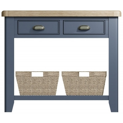 Ringwood Blue Painted Console Table - Oak Top - image 1