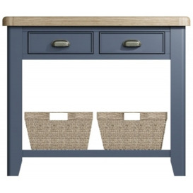 Ringwood Blue Painted Console Table - Oak Top