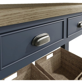Ringwood Blue Painted Console Table - Oak Top - thumbnail 3