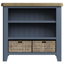 Ringwood Blue Painted Small Bookcase - Oak Top
