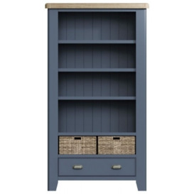 Ringwood Blue Painted Large Bookcase - Oak Top - thumbnail 1