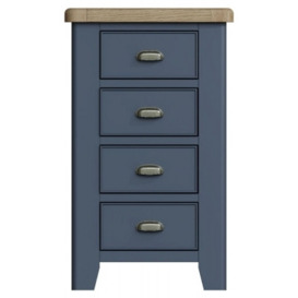 Ringwood Blue Painted 4 Drawer Chest - Oak Top