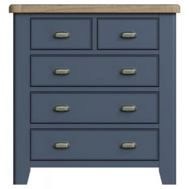 Ringwood Blue Painted 2+3 Drawer Chest - Oak Top - thumbnail 1