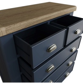 Ringwood Blue Painted 2+3 Drawer Chest - Oak Top - thumbnail 3