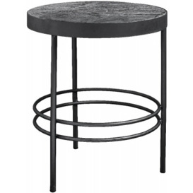 NORDAL Midnight Grey Marble Round Side Table