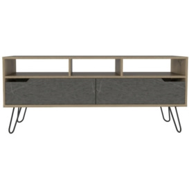 Manhattan Pine and Stone Effect Wide TV Unit with Hairpin Legs