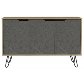 Manhattan Pine and Stone Effect 3 Door Sideboard with Hairpin Legs