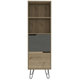 Manhattan Pine and Stone Effect Tall Bookcase with Hairpin Legs
