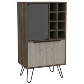 Nevada Grey Oak Wine Cabinet with Hairpin Legs - thumbnail 3