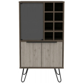 Nevada Grey Oak Wine Cabinet with Hairpin Legs - thumbnail 1