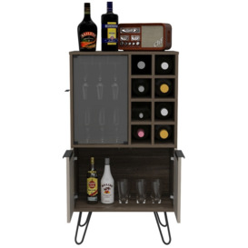 Nevada Grey Oak Wine Cabinet with Hairpin Legs - thumbnail 2