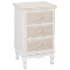 Juliette French Style White 3 Drawer Bedside Cabinet - thumbnail 1