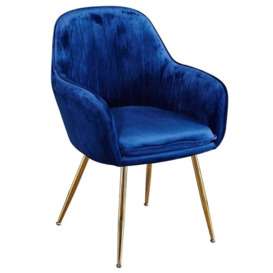 Lara Royal Blue Dining Chair with Gold Legs (Sold in Pairs) - thumbnail 1