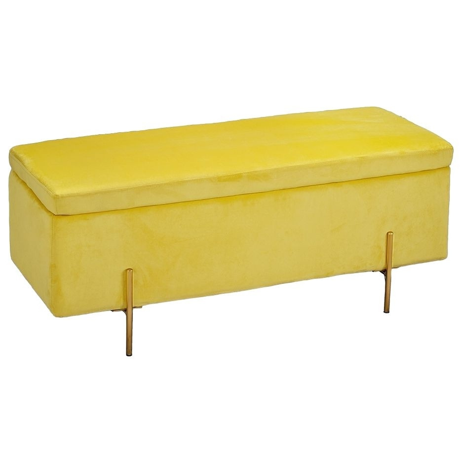 Lola Mustard Velvet Ottoman Bench - image 1